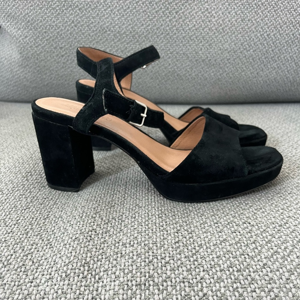 Madewell Nadia black suede platform sandals 9M